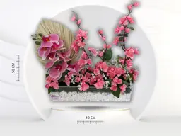 Modern acrylic design with artificial flowers
